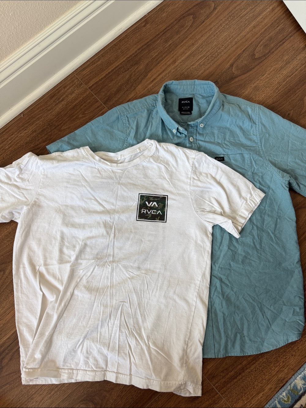 RVCA White Short-Sleeve Tee with Chest Patch